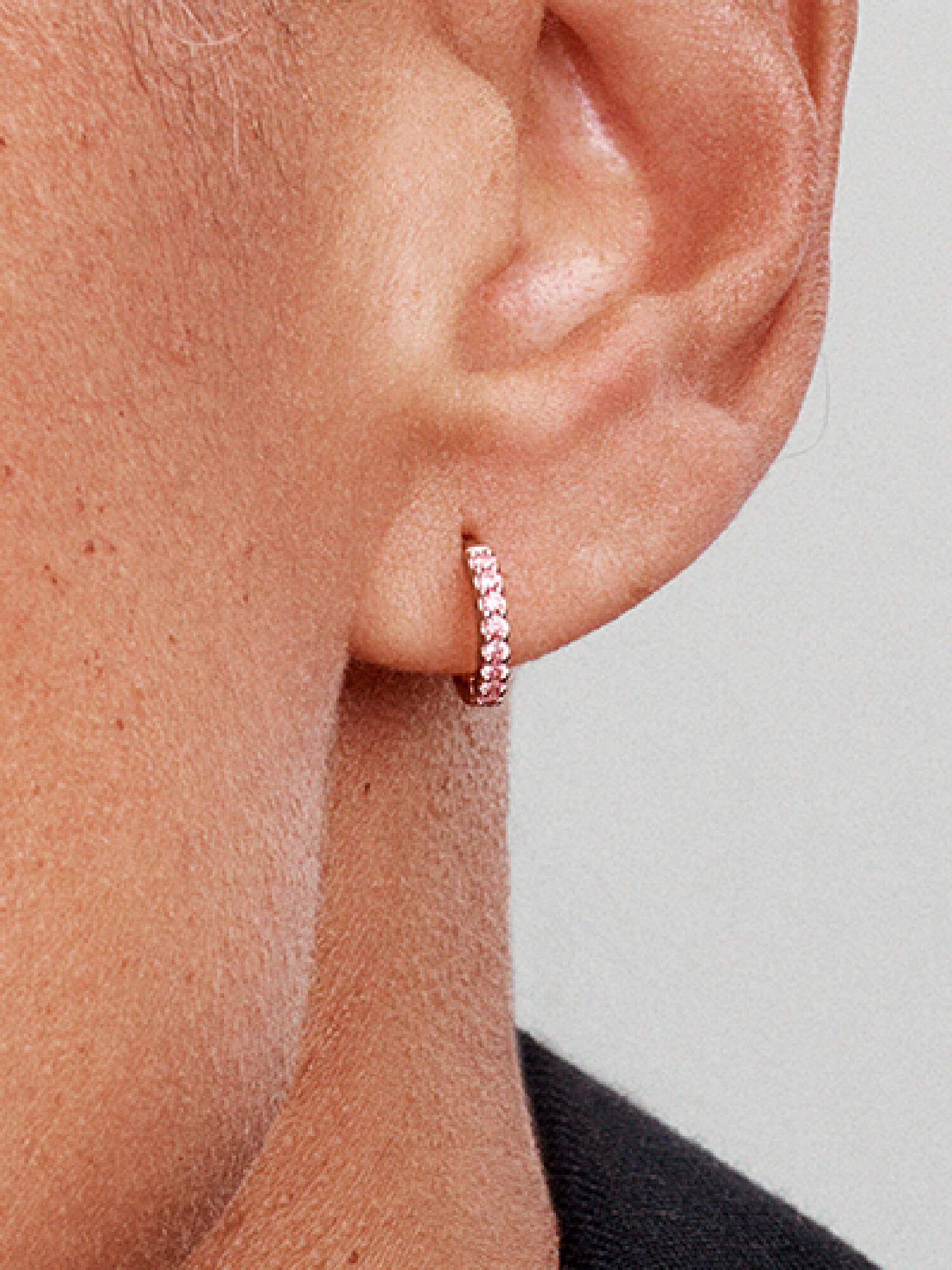 Pendientes de Aro Abrazo Rosa Brillantes