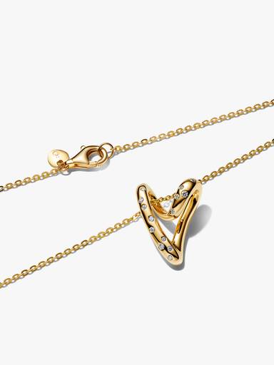 Collar Corazón Forma Orgánica con Gemas Engastadas