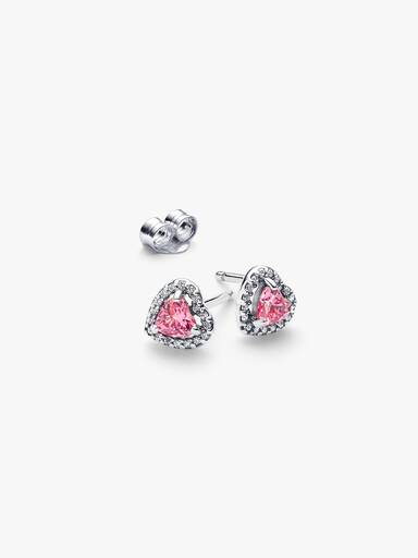 Pendientes de Botón Corazón Rosa