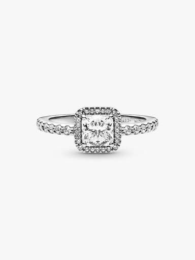 Anillo Cuadrado Halo con Brillo