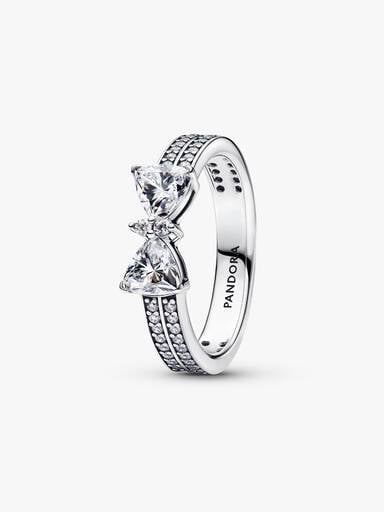 Anillo Doble Banda Lazo Brillante