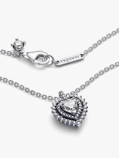 Collar con Colgante Halo y Corazón Brillantes
