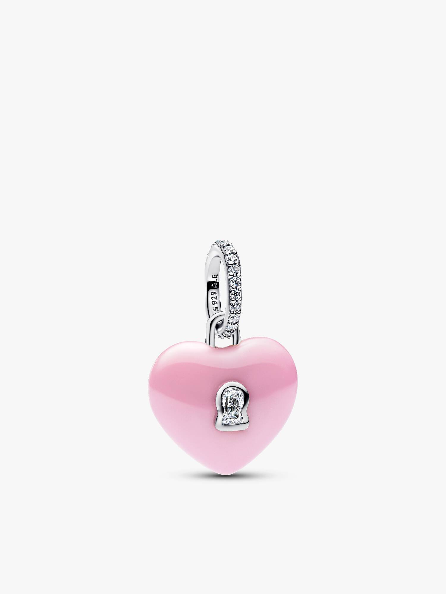 Charm Colgante Candado Corazón Cerámica Rosa