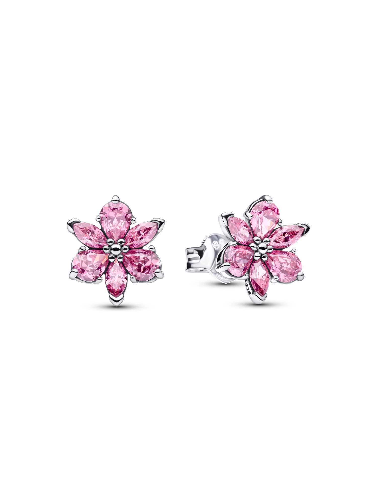 Pendientes de botón Herbario Flor Rosa Brillante 