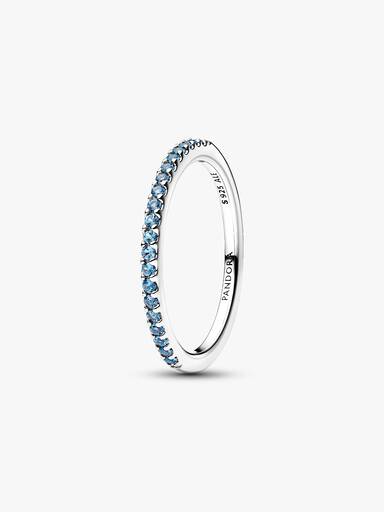 Anillo Banda Brillante Aguamarina