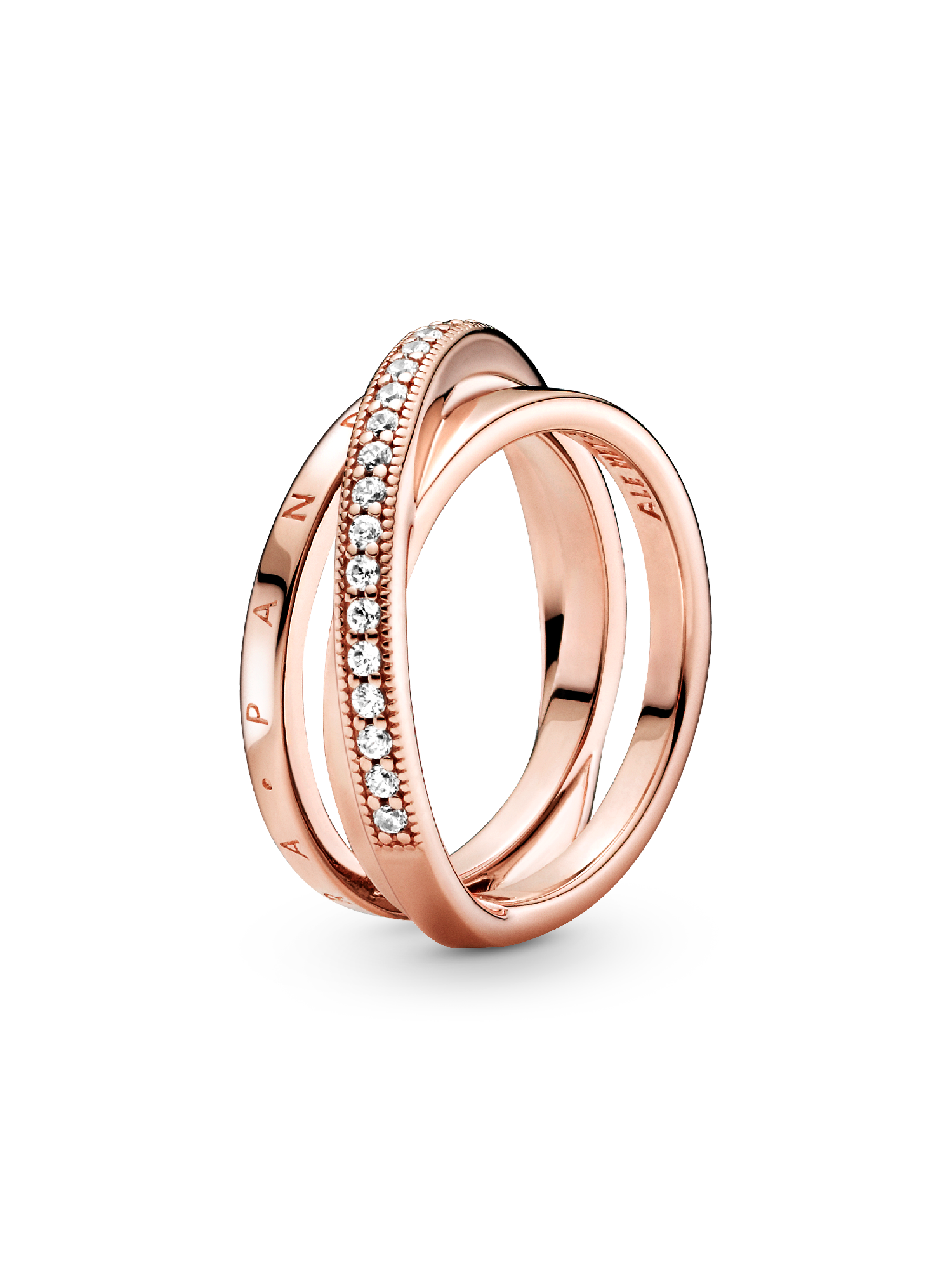 Anillo Cruzado Triple Alianza en Pavé