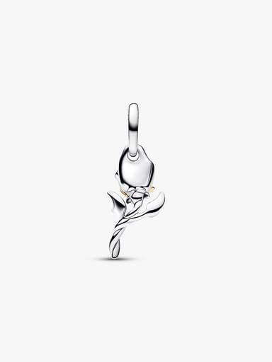 Charm Colgante Rosa Encantada de La Bella y la Bestia de Disney con diamante sintético creado en laboratorio