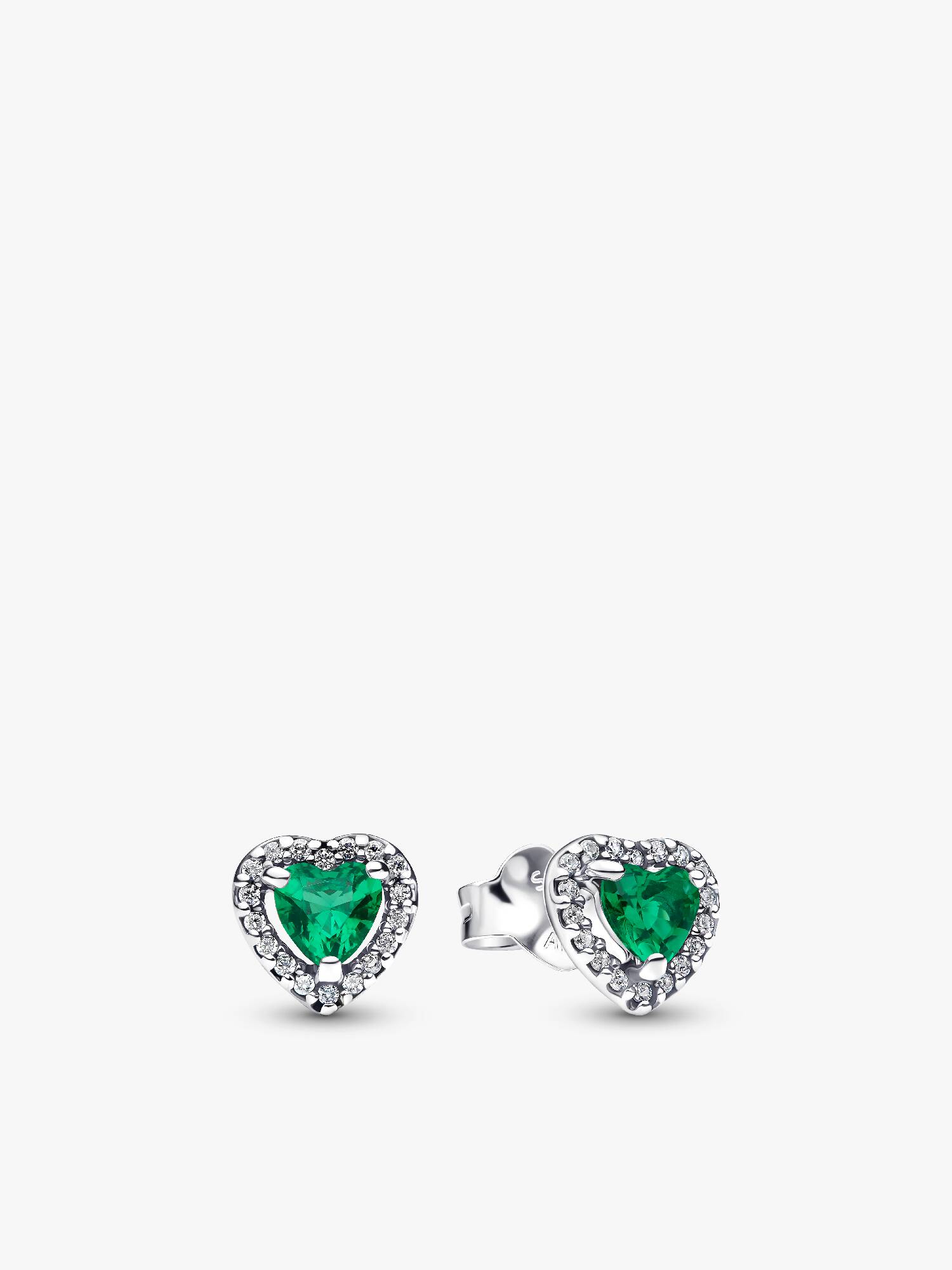 Pendientes de Botón Corazón Elevado Verde