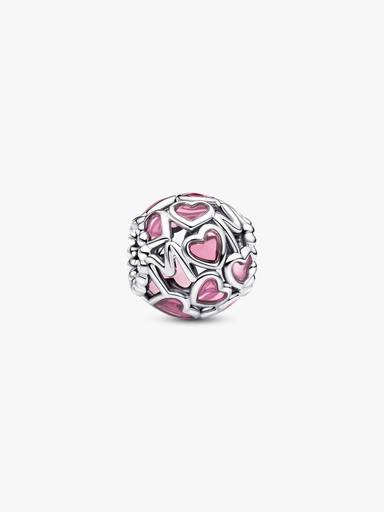 Charm Mamá y Corazones en Filigrana Rosa
