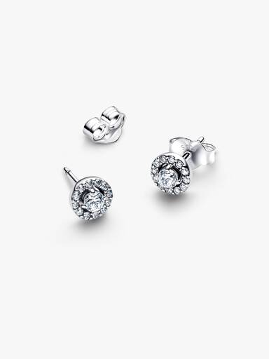 Pendientes de Botón Halo Redondo en Pavé