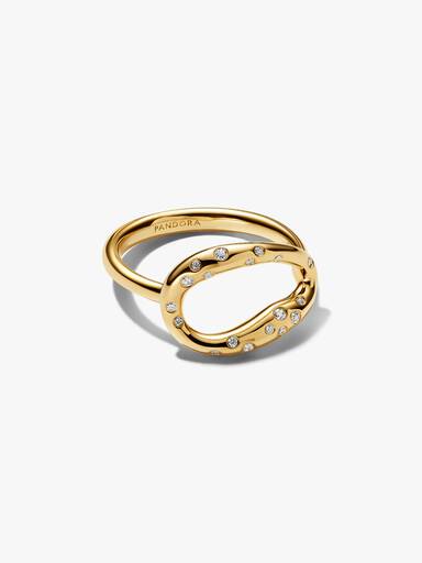 Anillo Forma Orgánica con Gemas Engastadas