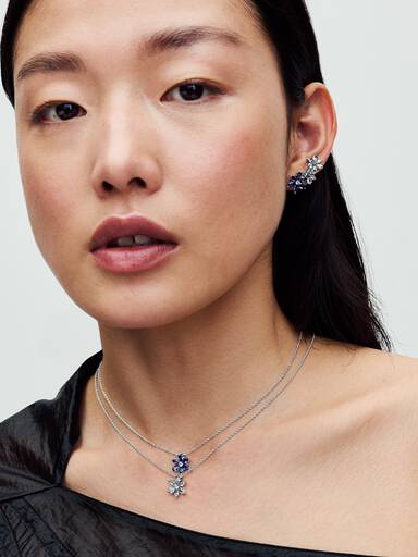 Pendientes de Botón Herbario Azul Brillante