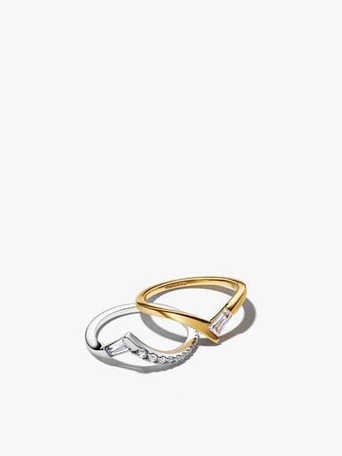 Conjunto de Anillos Tiara Baguette