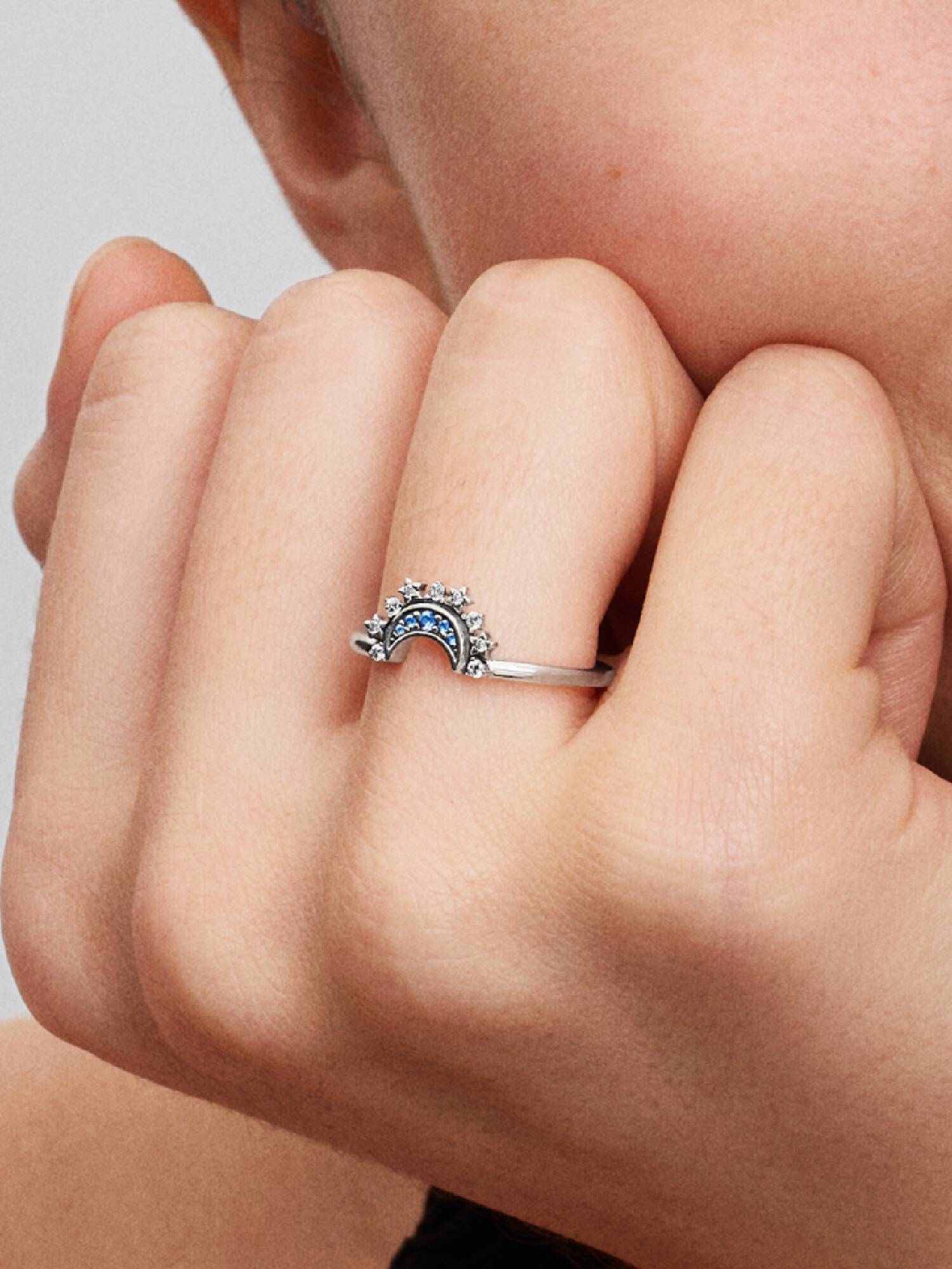 Anillo Luna Brilla Azul Celestial