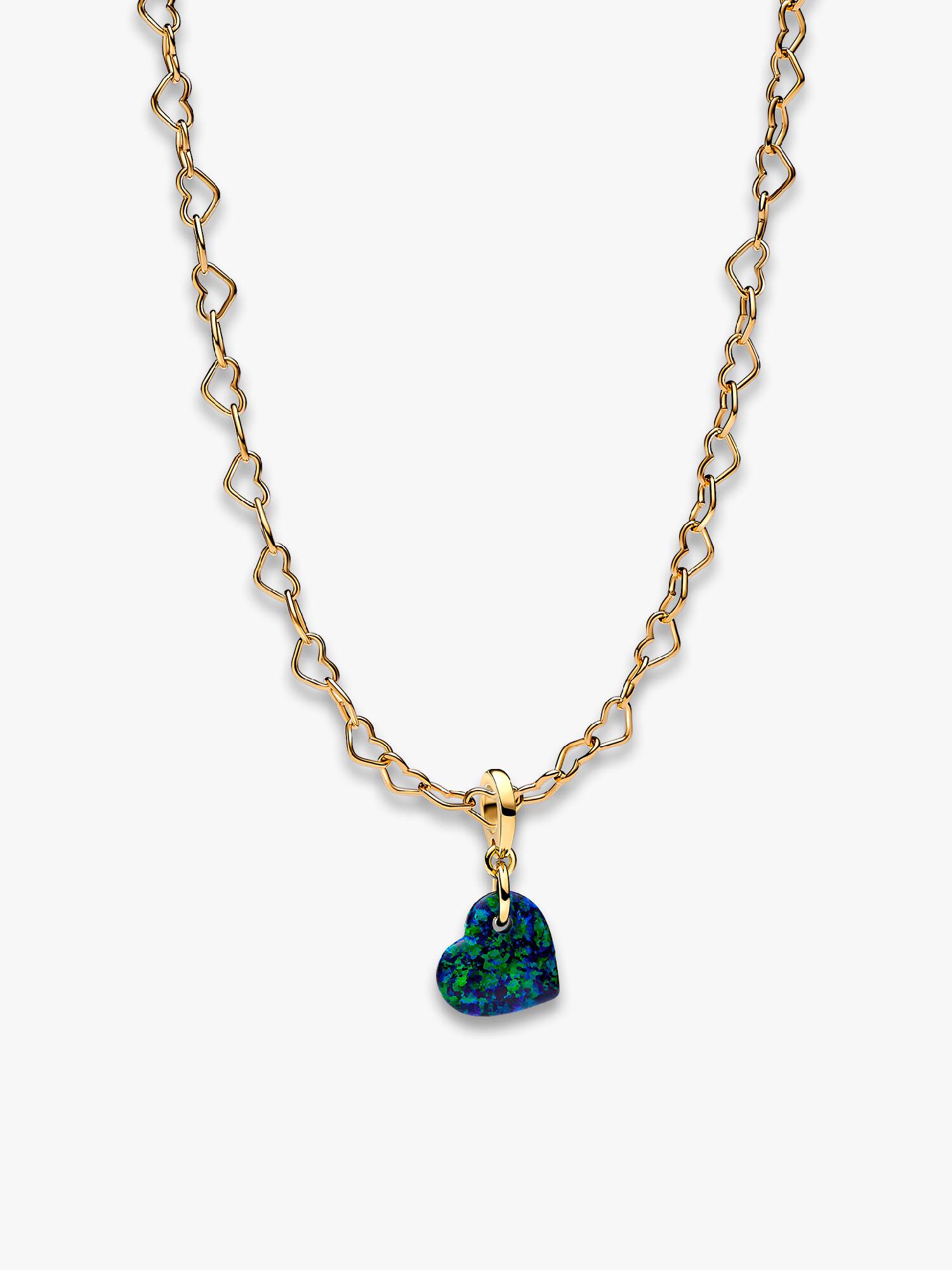 Conjunto de Regalo Collar y Charm Colgante Corazón Verde Opalescente 