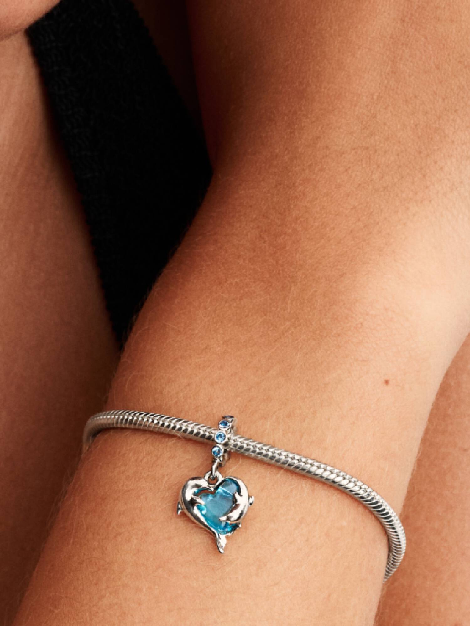Charm Colgante Delfines de Cristal de Murano Azul