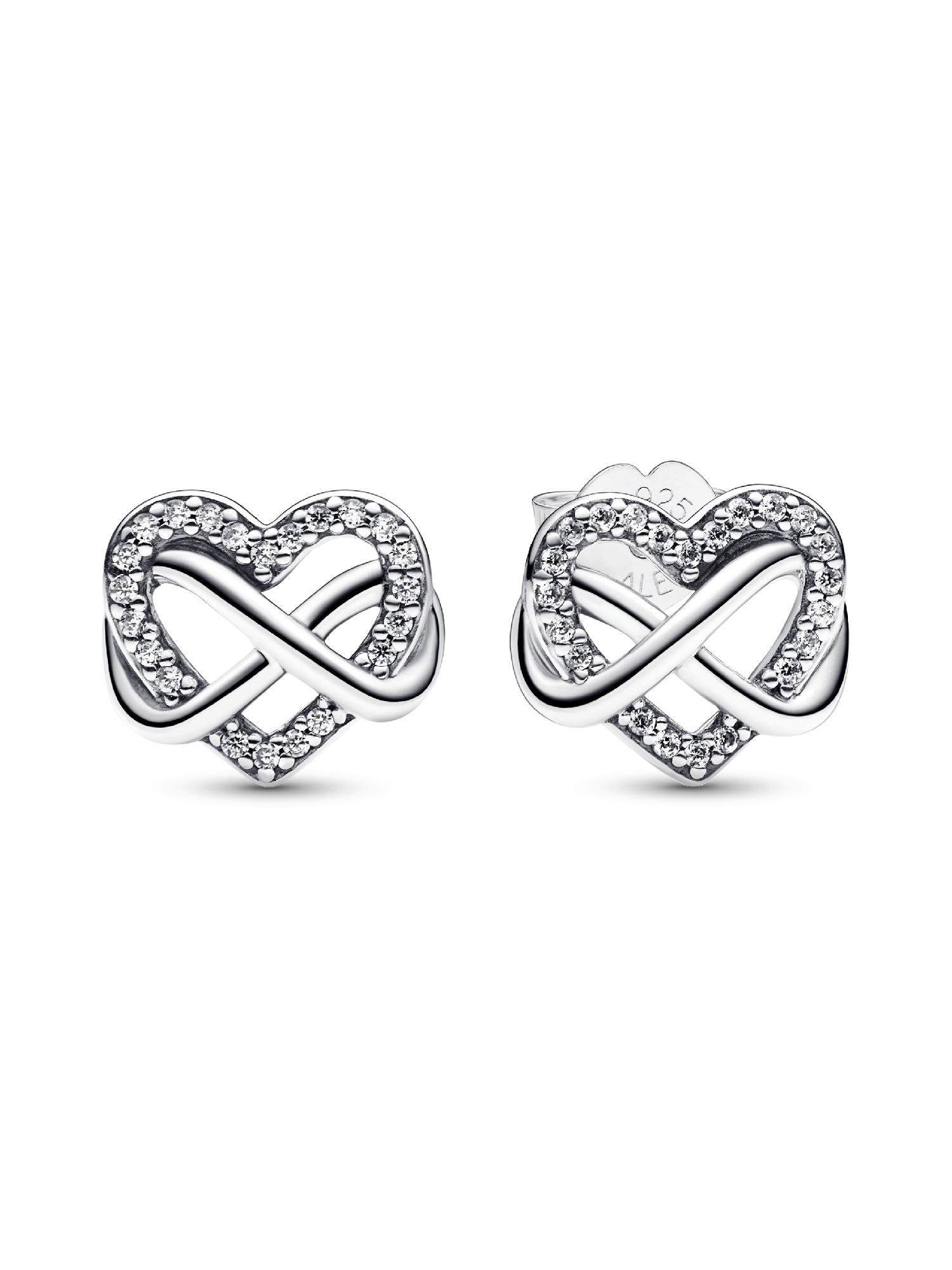 Pendientes de Botón Corazón Infinito Brillante