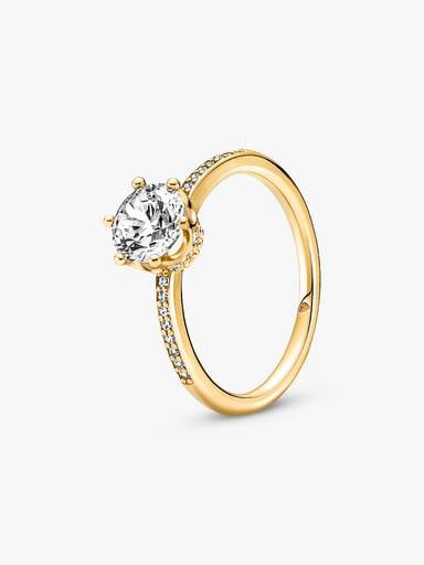 Anillo Solitario Corona Brillante Transparente