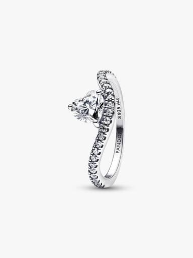 Anillo Corazón Ondulado en Pavé