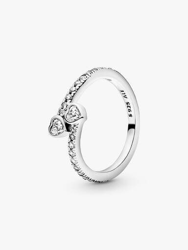 Anillo Dos Corazones Brillantes