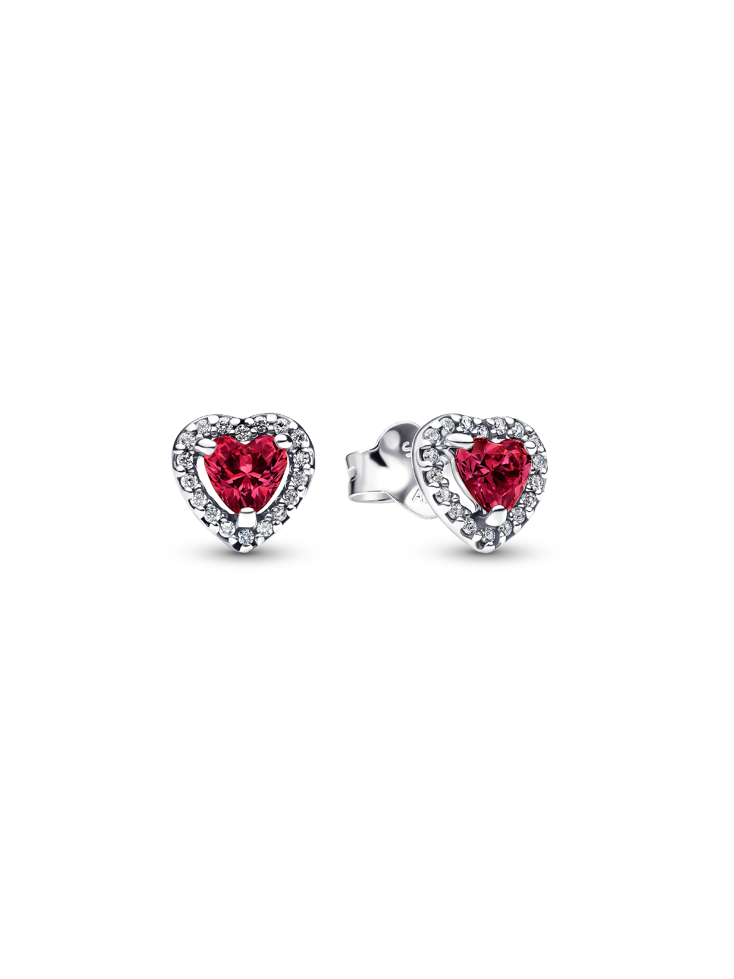 Pendientes de Botón Corazón Elevado Rojo
