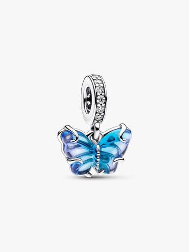 Charm Colgante Mariposa de Cristal de Murano Azul