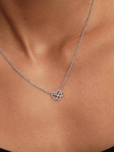Collar Corazón Infinito Rosa Brillante