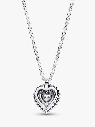 Collar con Colgante Halo y Corazón Brillantes