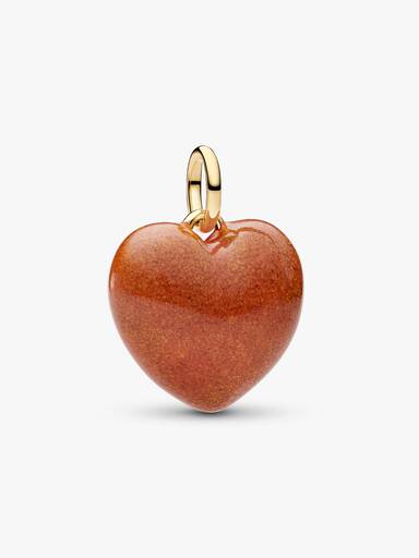 Charm colgante Corazón Volumen Naranja