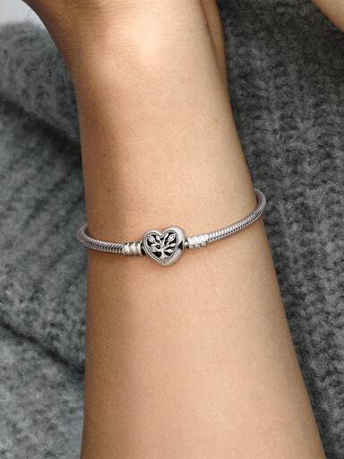 Pulsera de Cadena de Serpiente Cierre de Corazón Árbol Genealógico
