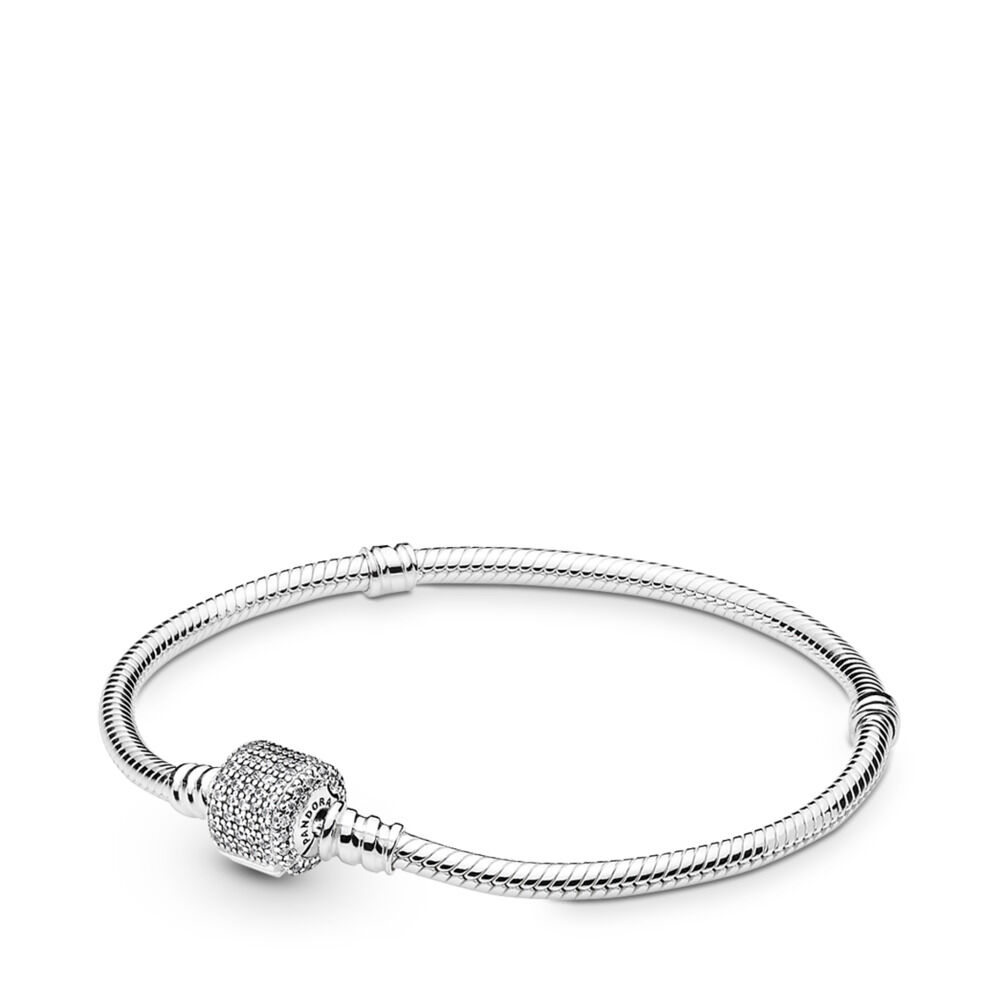 Pandora Pulsera Moments Cadena de Serpiente Con Cierre de Firma con Circonitas Cúbicas en Plata de Ley | 23 cm