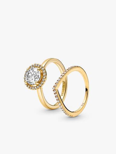 Conjunto de Anillos Halo Brillante