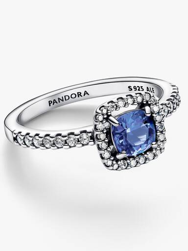 Anillo Halo Azul Cuadrado Brillante
