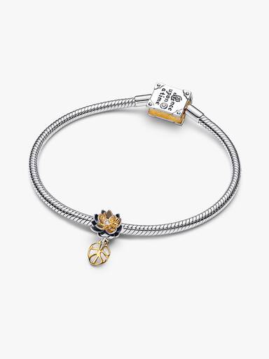 Charm Flor de Nenúfar Princesa Tiana de Disney con Diamante Sintético Creado en Laboratorio