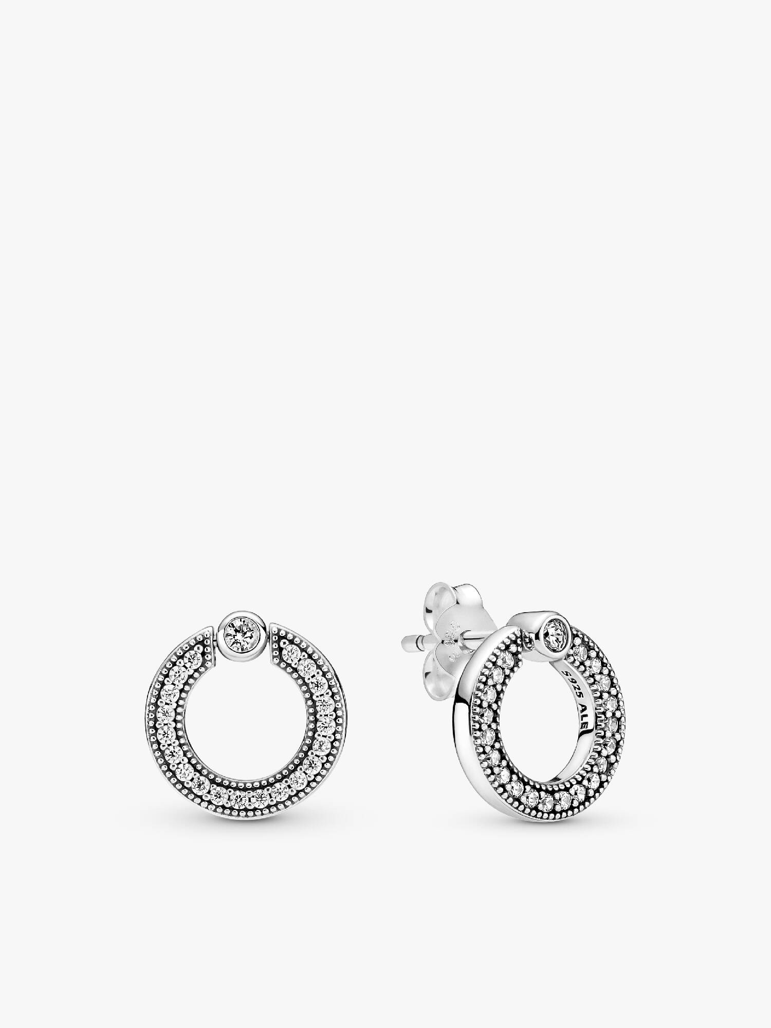 Pendientes de botón Reversibles Círculo en Pavé & Logo