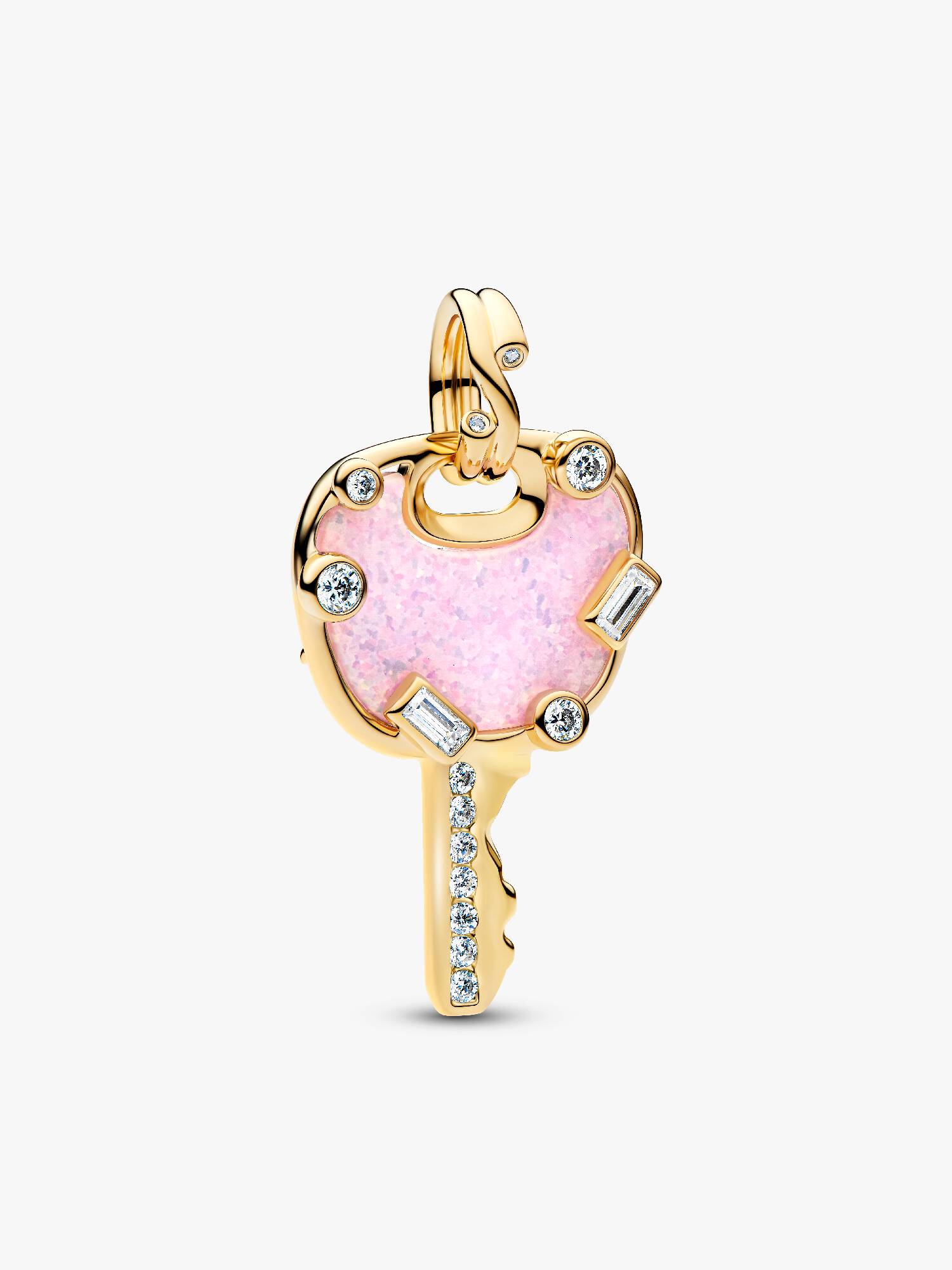 Charm Colgante Grande Llave Amor Rosa Opalescente