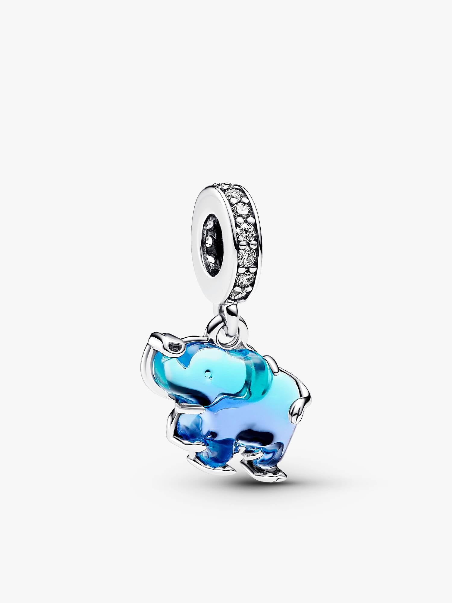 Charm Colgante de Cristal de Murano Azul Elefante