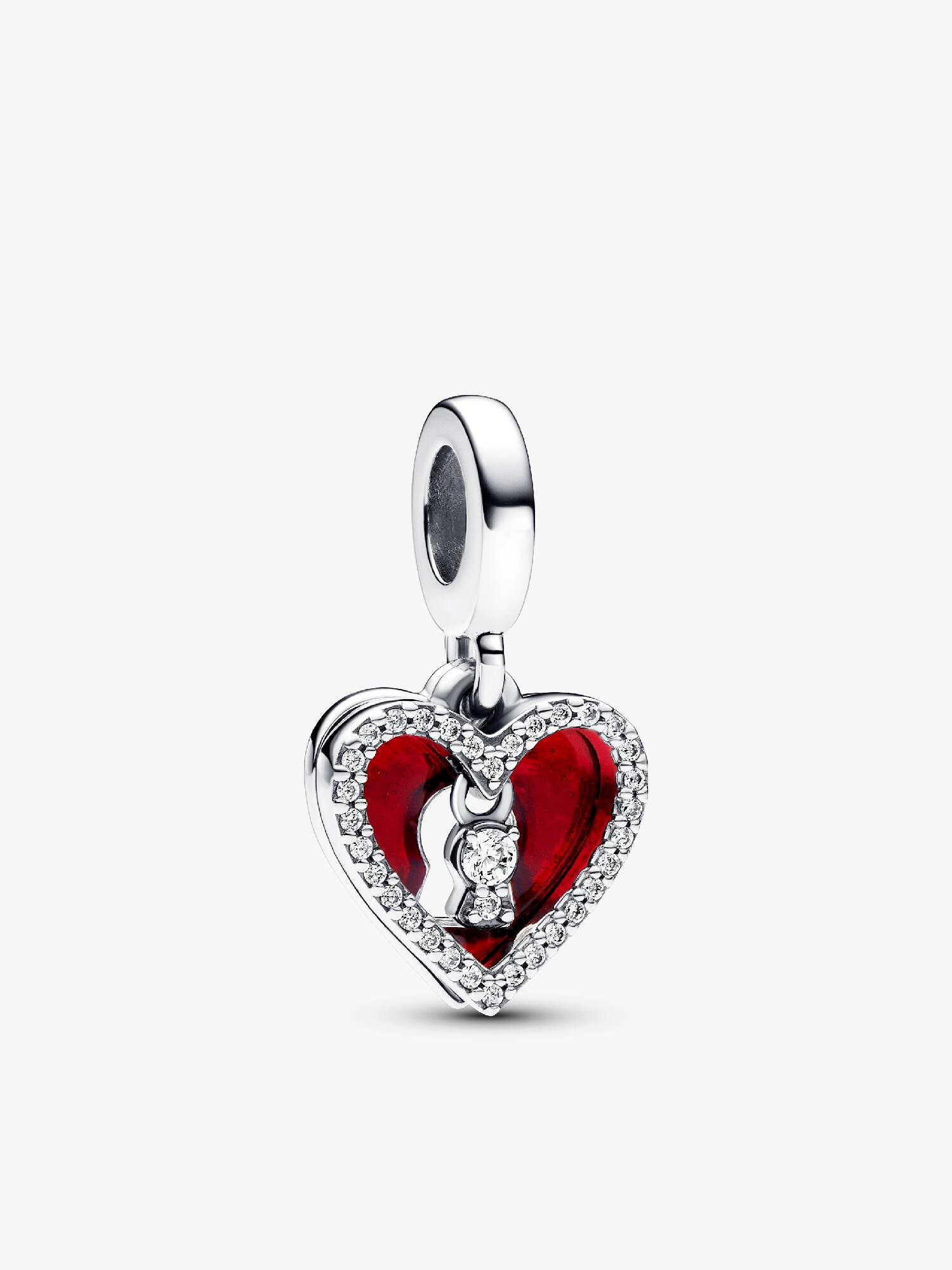 Charm Colgante Doble Corazón y Ojo de Cerradura