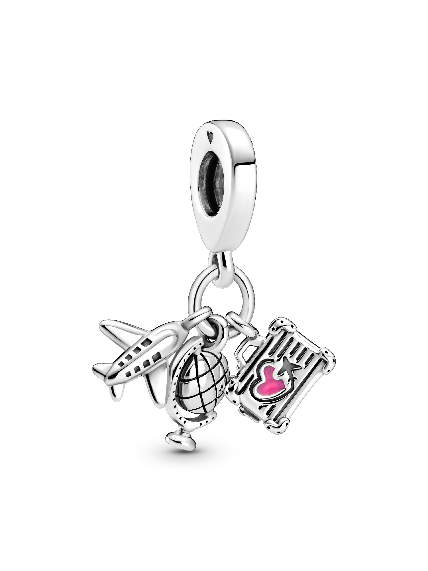 Charm Colgante Avión, Globo Terráqueo y Maleta