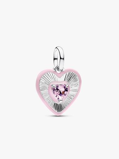 Charm Medallón Corazón Radiante Rosa