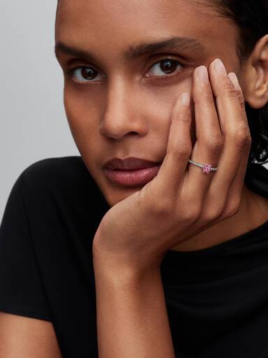 Anillo Flor Brillante Rosa