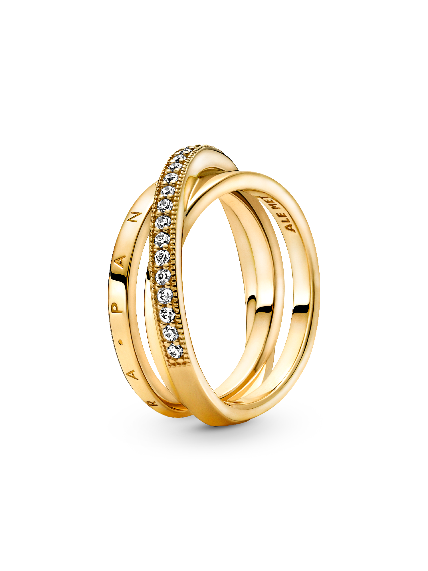 Anillo Cruzado Triple Alianza en Pavé