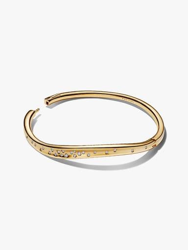 Pulsera Rígida Forma Orgánica Gemas Engastadas