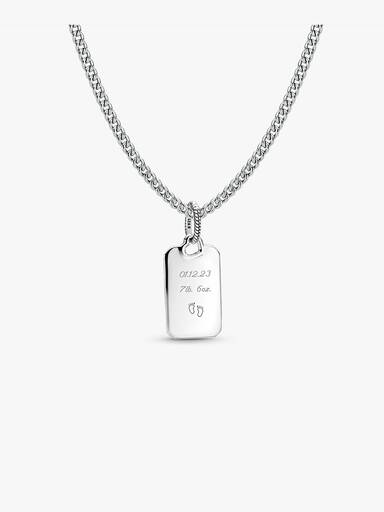 Conjunto de Regalo Collar con Colgante Etiqueta Rectangular Grabable