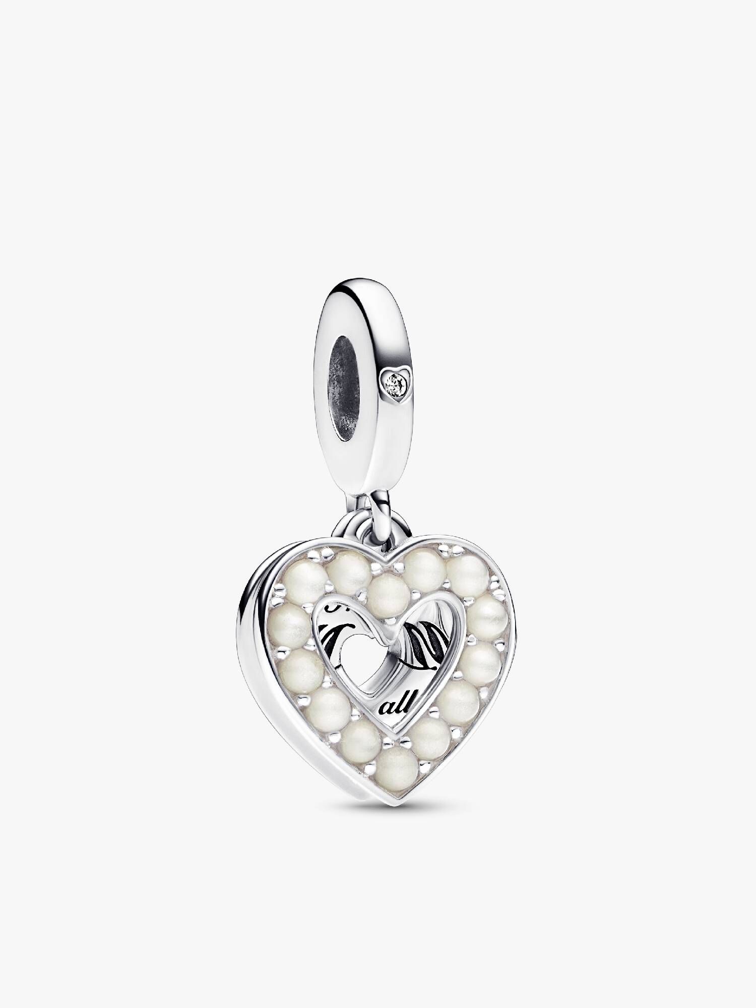 Charm Colgante Doble Corazón Blanco Anacarado