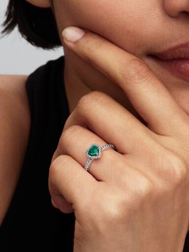 Anillo Corazón Elevado Verde