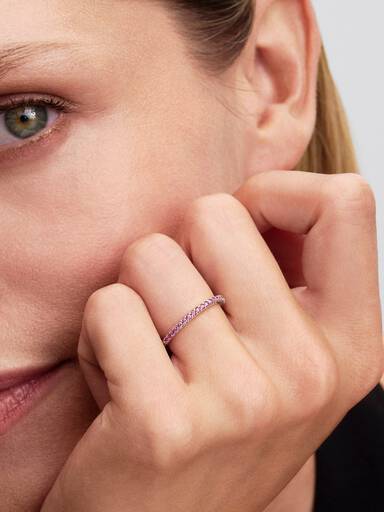 Anillo Banda Brillante Rosa