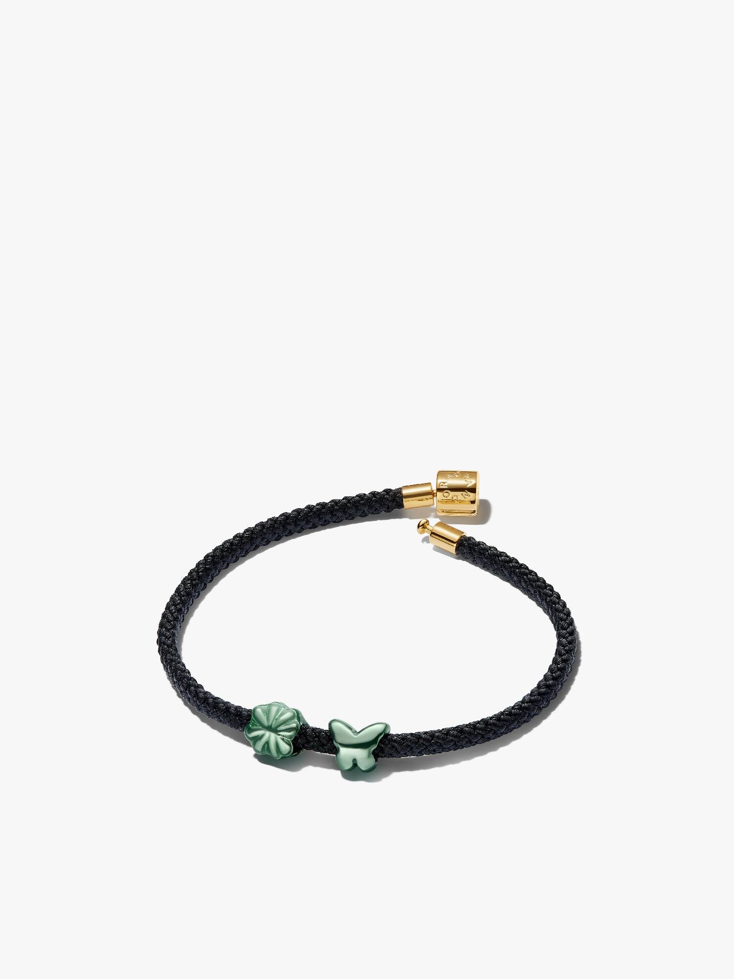 Conjunto de Pulsera de Cordón y Charms Mini Mariposa y Trébol