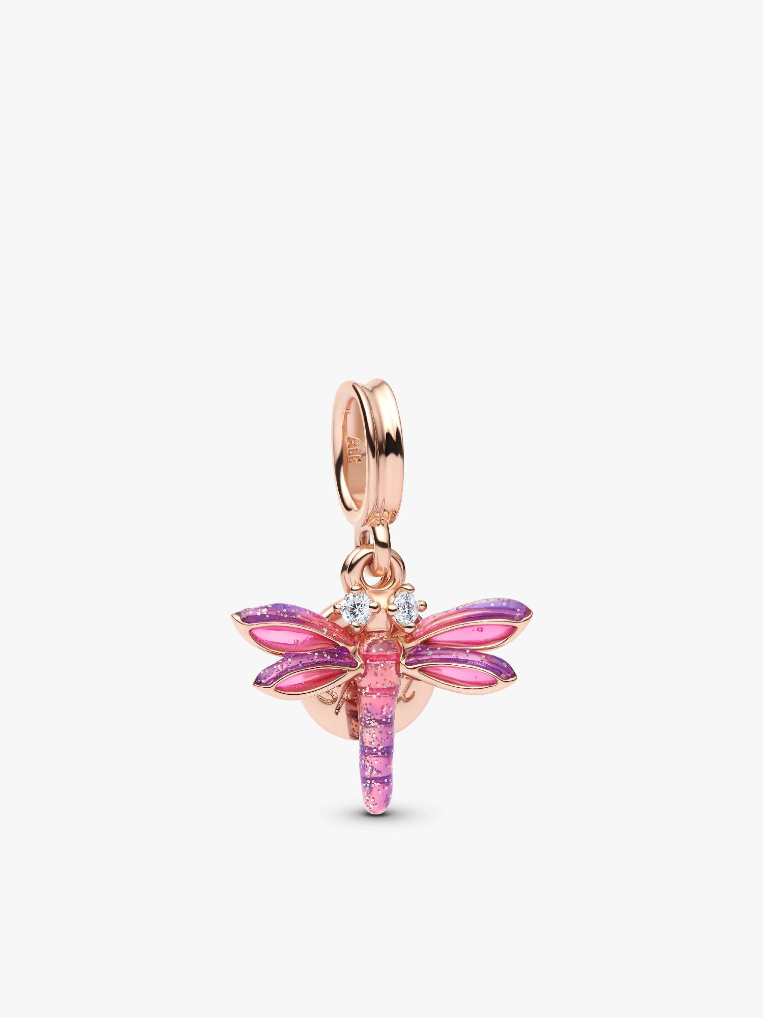 Charm Colgante Doble Libélula Rosa