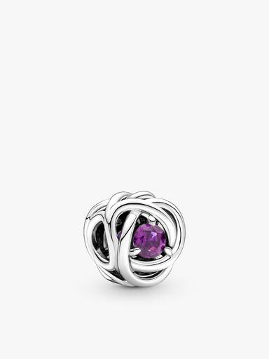 February Birthstone Eternity Circle O Pendant and Earrings Set